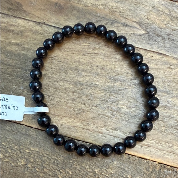 Jewelry - Black Tourmaline 6mm crystal Beaded Bracelet